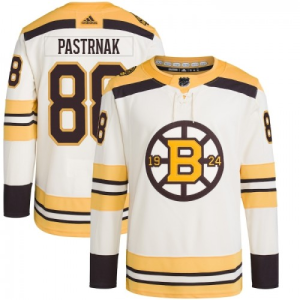 NHL Boston Bruins David Pastrnak Drakter 100-årsjubileum 2023-24 Adidas krem autentisk